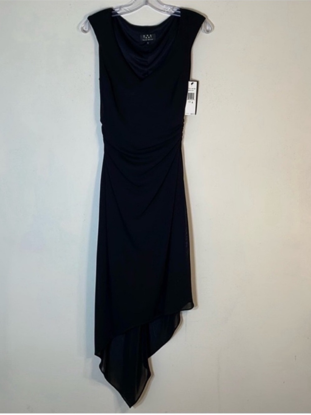 David Meister Black Sleeveless Asymmetrical Sheath Dress. 4. NWT. $206!